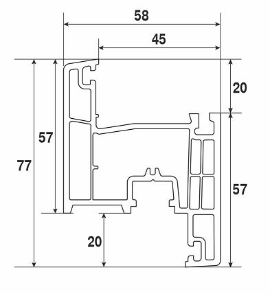 Профиль NOVOLINE/ORAS 58-4К COMFORT створка,шт=6,5м